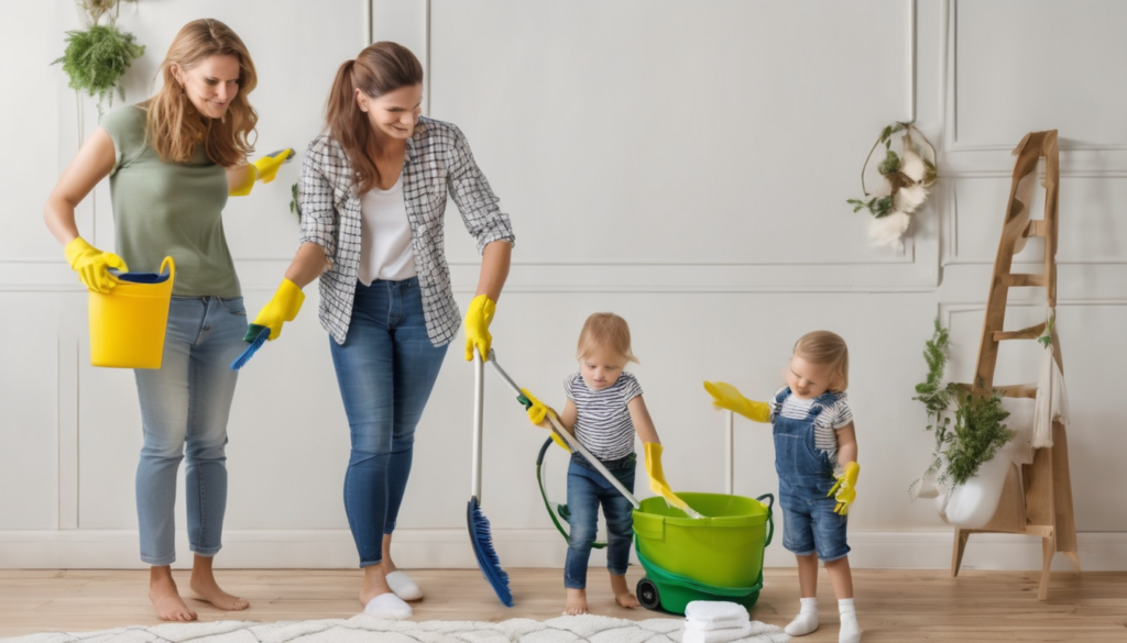 Branch Basics Cleaning Solutions for Eco-Conscious Families - bottles of plant-based cleaning products arranged on a kitchen counter.